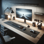 minimalist office desk setup for gaming and work