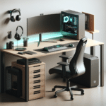 minimalist office desk setup for gaming and work